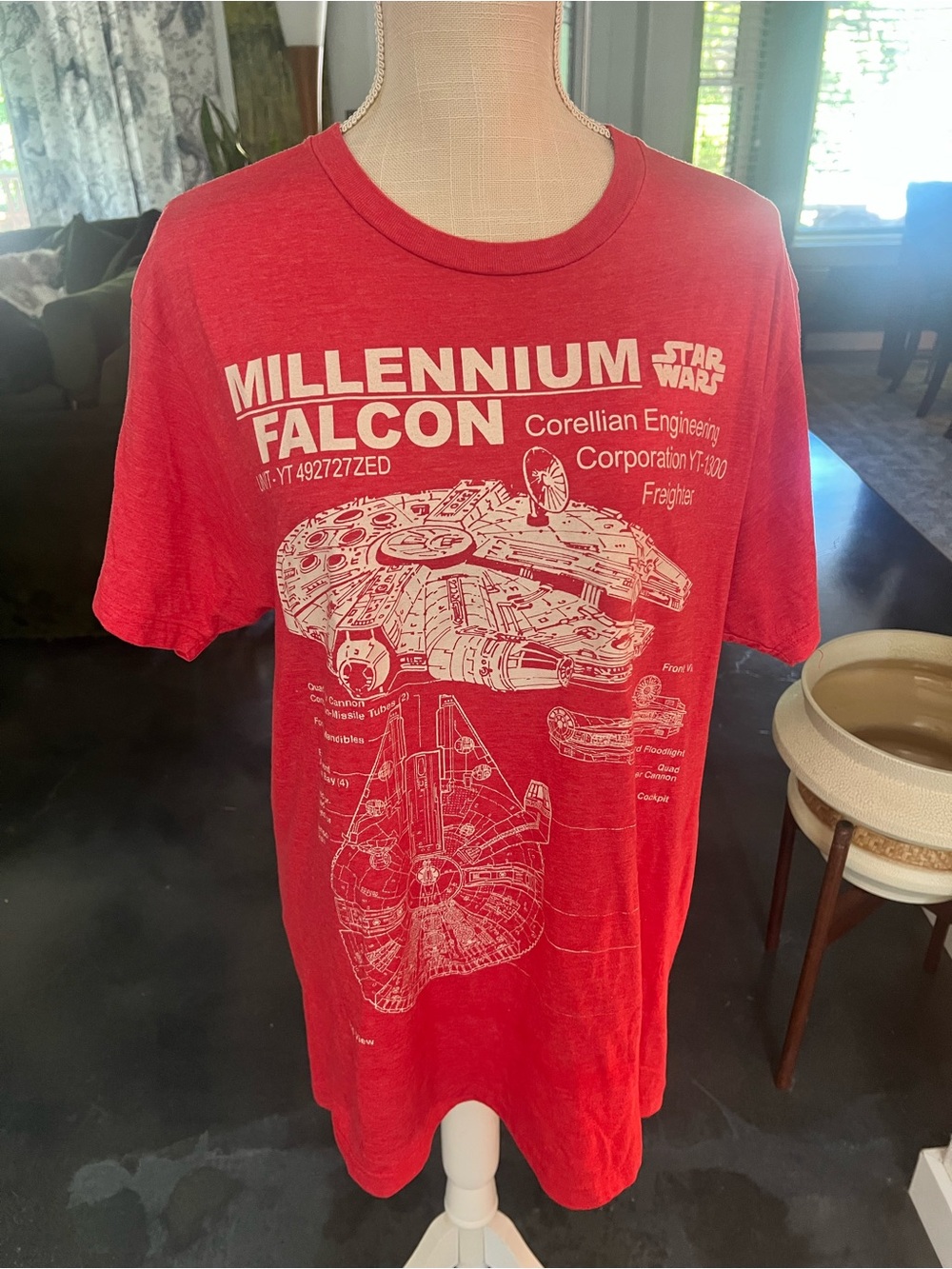 Star Wars Red Millennium Falcon Schematic Tee